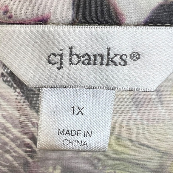 CJ Banks purple floral lightweight gauze blouse top 1X - Picture 11 of 13